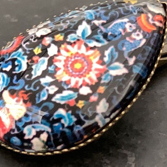 Khokhloma Boho Drop Earrings for Men Women, Unique Handcrafted Russian Folk Art - Picture 4 of 9